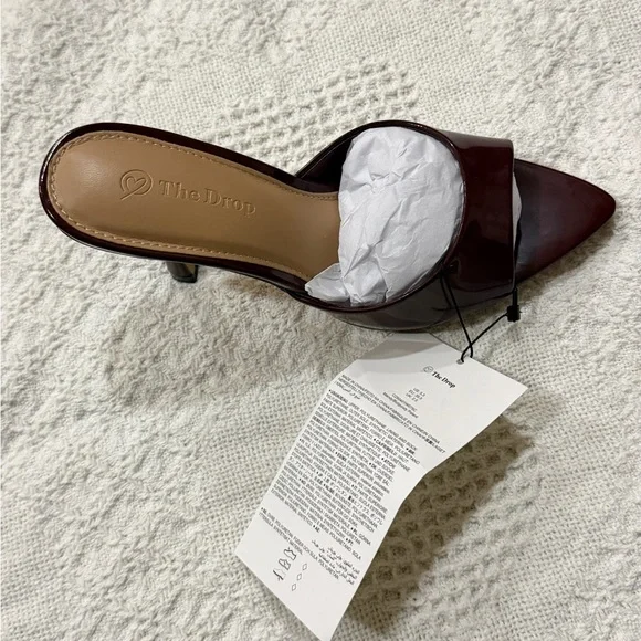 NIB Women’s The Drop Mandy Patent Mules Slipon Heels Burgundy 5.5/8.5/9.5 - Picture 6 of 8